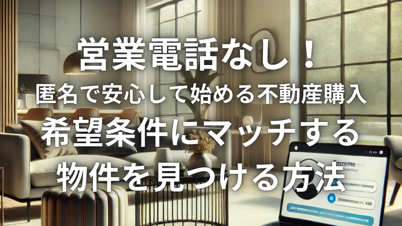 営業電話なし！匿名で安心して始める不動産購入｜希望条件にマッチする物件を見つける方法