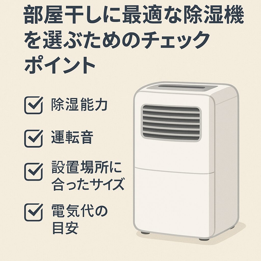 部屋干しに最適な除湿機を選ぶためのチェックポイント