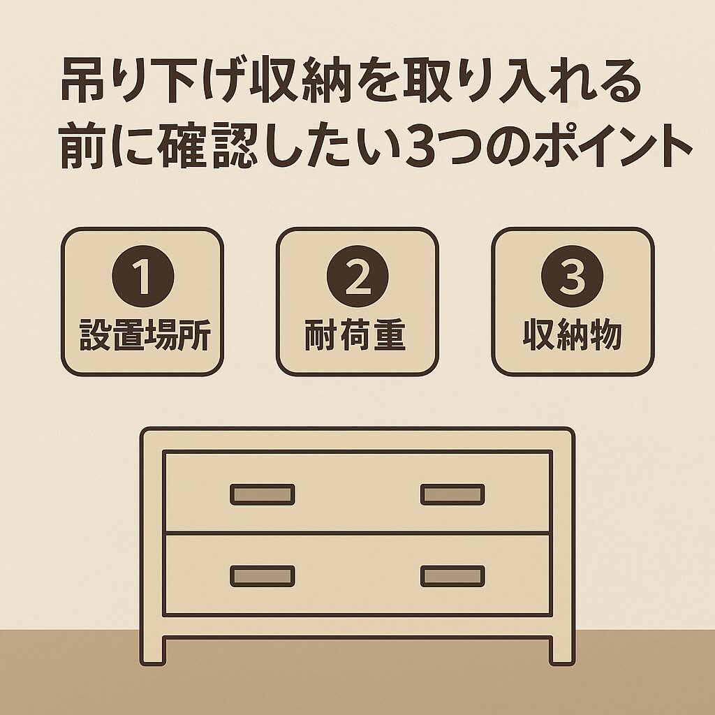 吊り下げ収納を取り入れる前に確認したい3つのポイント