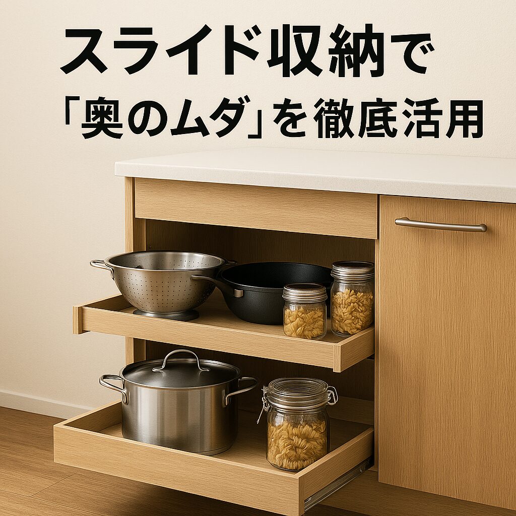 開き戸キッチンに限界を感じたら、スライド収納で“奥のムダ”を徹底活用！