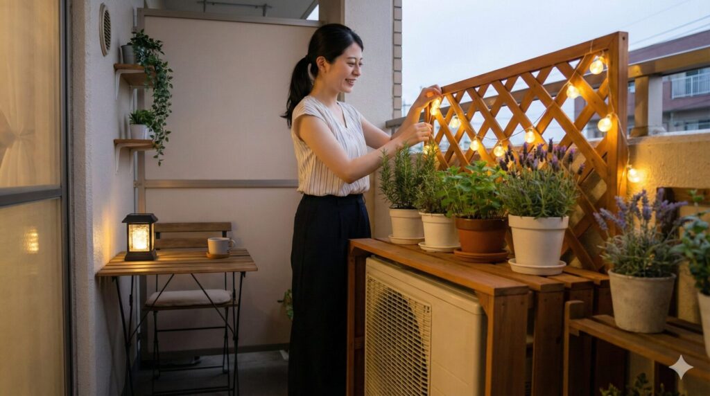 生活感を消す裏技！室外機カバーとライティングでの空間演出術