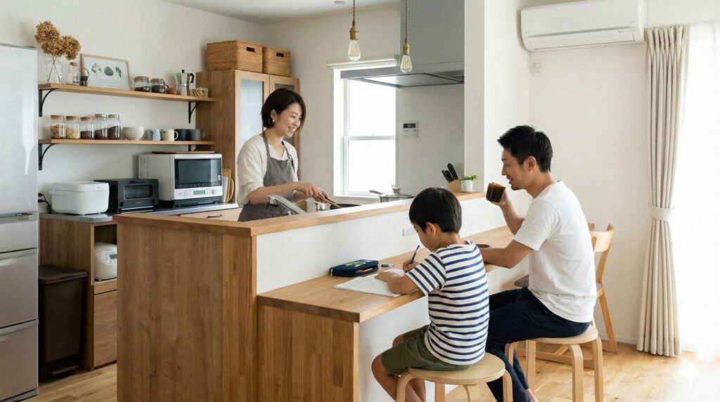 家族時間を豊かにするカウンターの高さとコミュニケーションの設計法