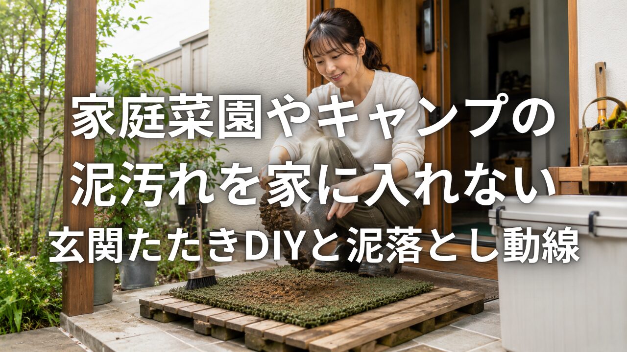 家庭菜園やキャンプの泥汚れを家に入れない 玄関たたきDIYと泥落とし動線