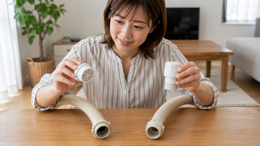 防虫キャップとポコポコ音対策用の逆止弁の違い