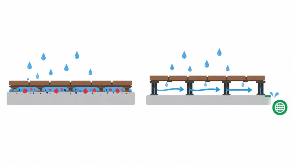 スムーズな排水を促す脚の高さ