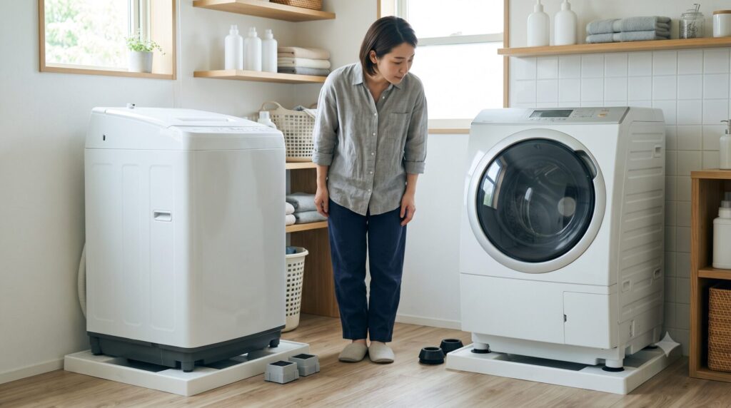 縦型洗濯機とドラム式洗濯機で異なる耐荷重と安定性の注意点