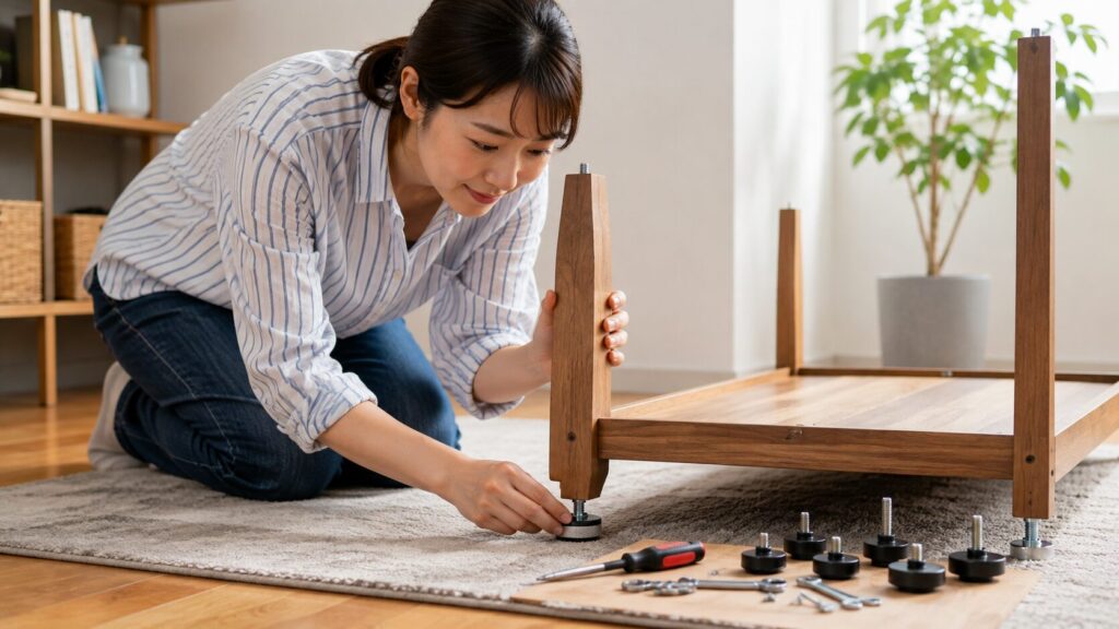 家具のガタつきを調整するアジャスターDIYの取り付け方法