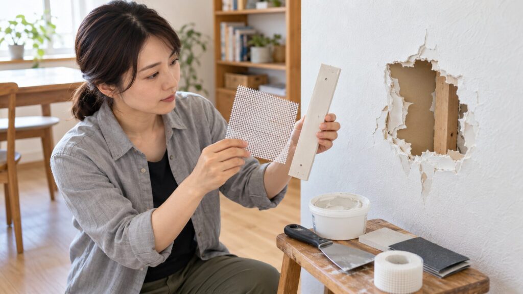 大きめの穴に使う補修材と下地補強の考え方