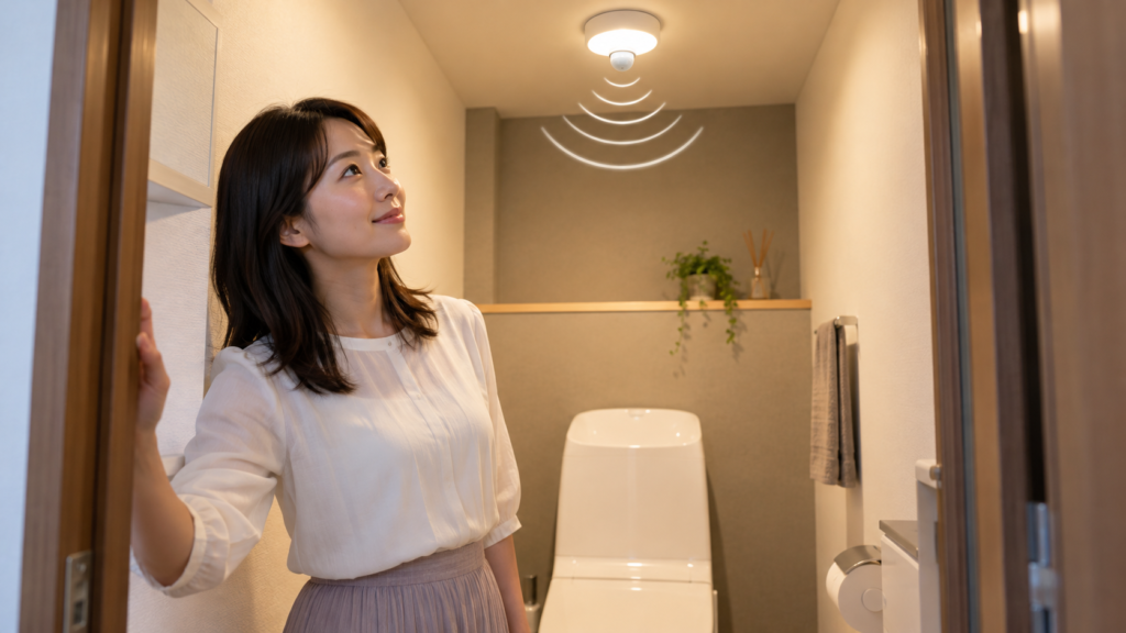トイレの人感センサーライトの仕組みと自動消灯の基本
