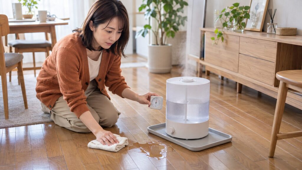 加湿器で床が濡れたときの確認ポイントと使用環境の見直し方