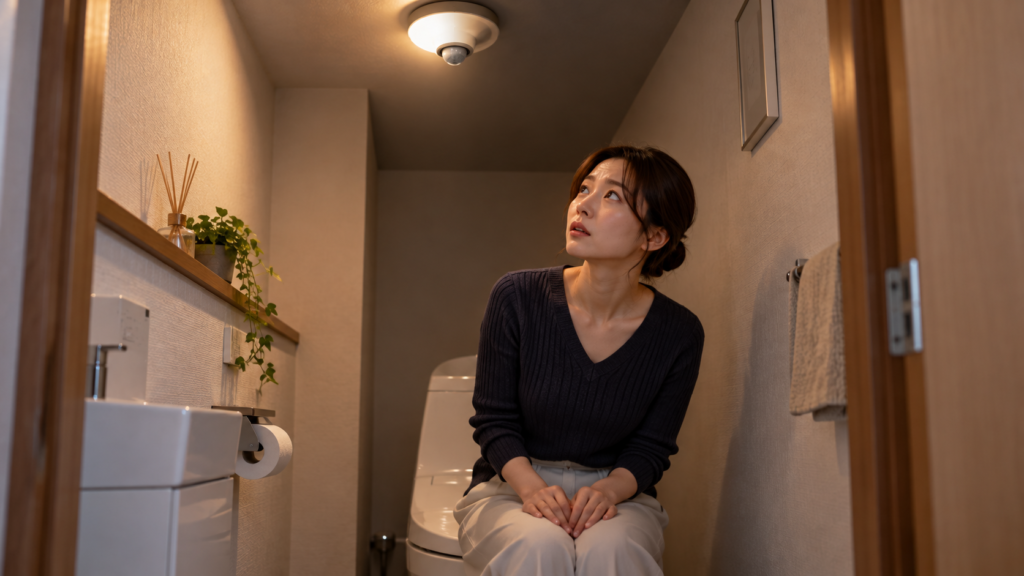 トイレで座っていると照明が途中で消える原因