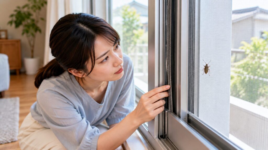 網戸を閉めてもカメムシが入る窓サッシの構造