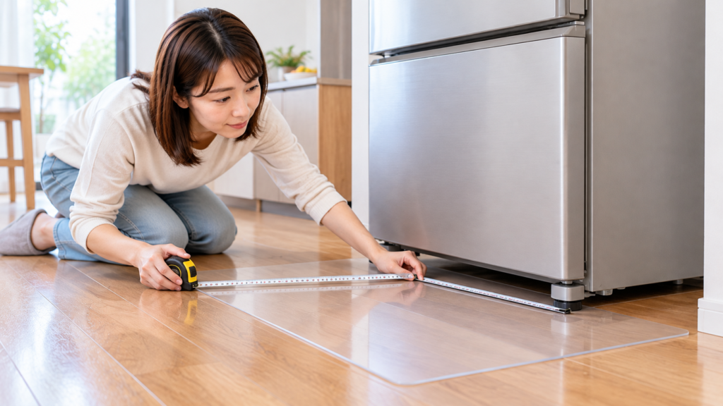 冷蔵庫マットのサイズ選びで失敗しない本体寸法と脚の位置の確認